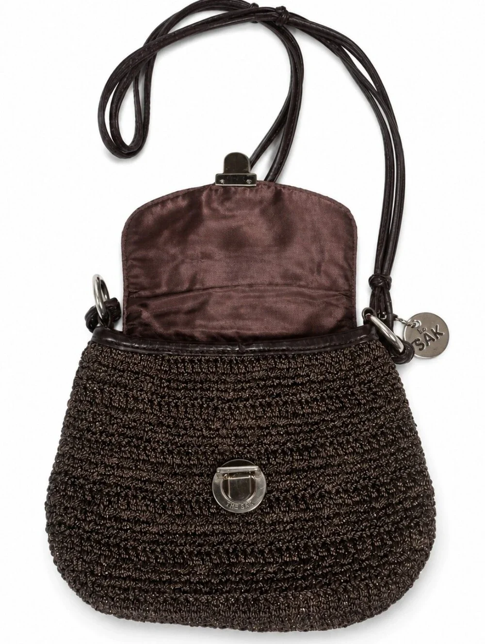 THE SAC Crochet shoulder bag with sequin embellishment.